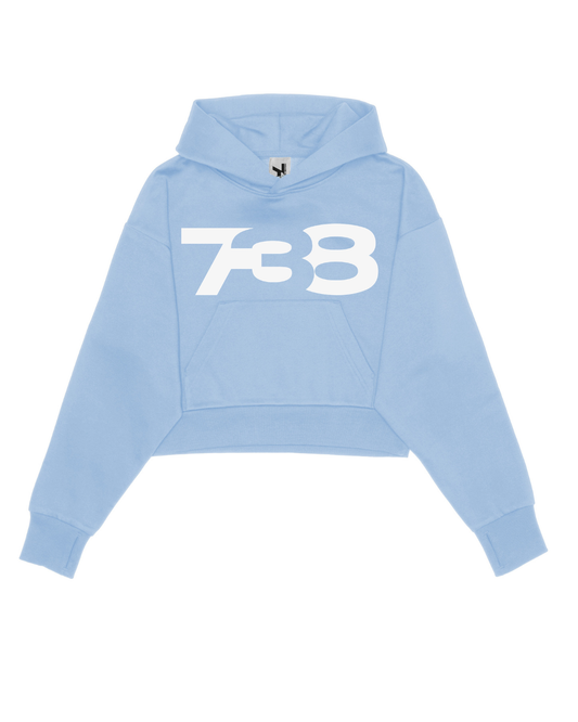 738 URBAN ESSENTIAL LIGHT BLUE DROPPED CROP HOODIE