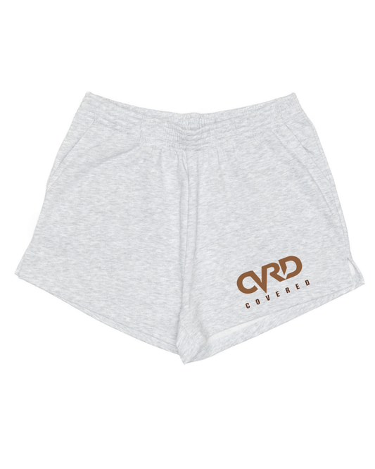 Grey Ladies Short with Brown Print