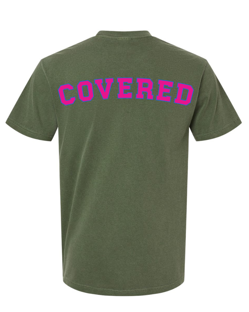 GREEN WITH PINK PRINT